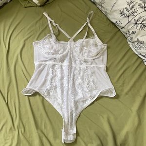 White lace body suit